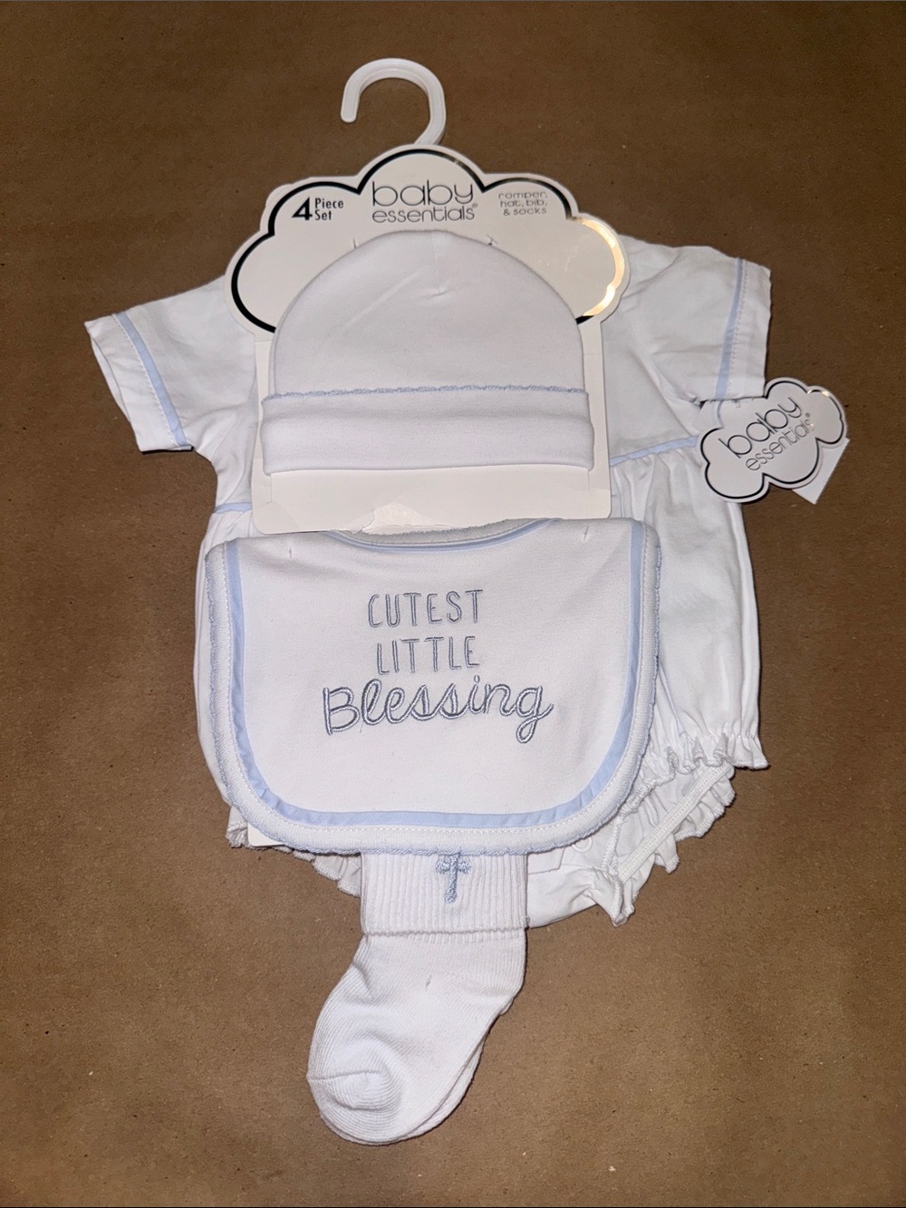 Baby Essentials White & Light Blue 'Cutest Little Blessing Christening outfit